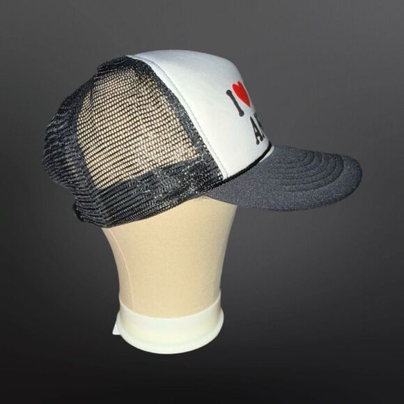 Adult Humor “l Heart Ti**ies & Beer” Puffy Black White Adjustable Trucker Hat - Picture 4 of 8